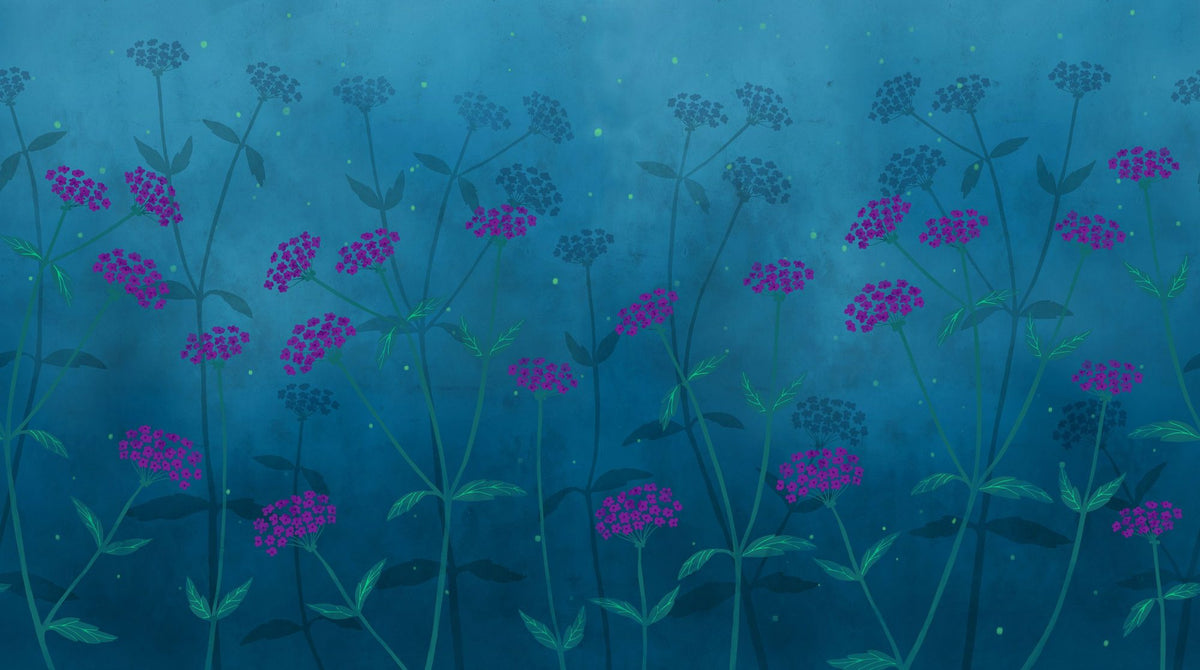 Twilight Garden Mural Wallpaper - Blue Tone - pure wallpaper artwork