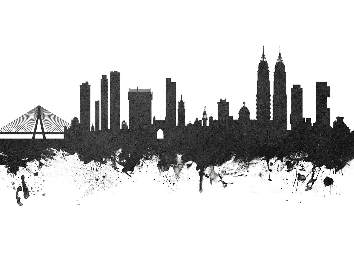 Mumbai Skyline India Bombay Black & White Mural Wallpaper - pure wallpaper artwork