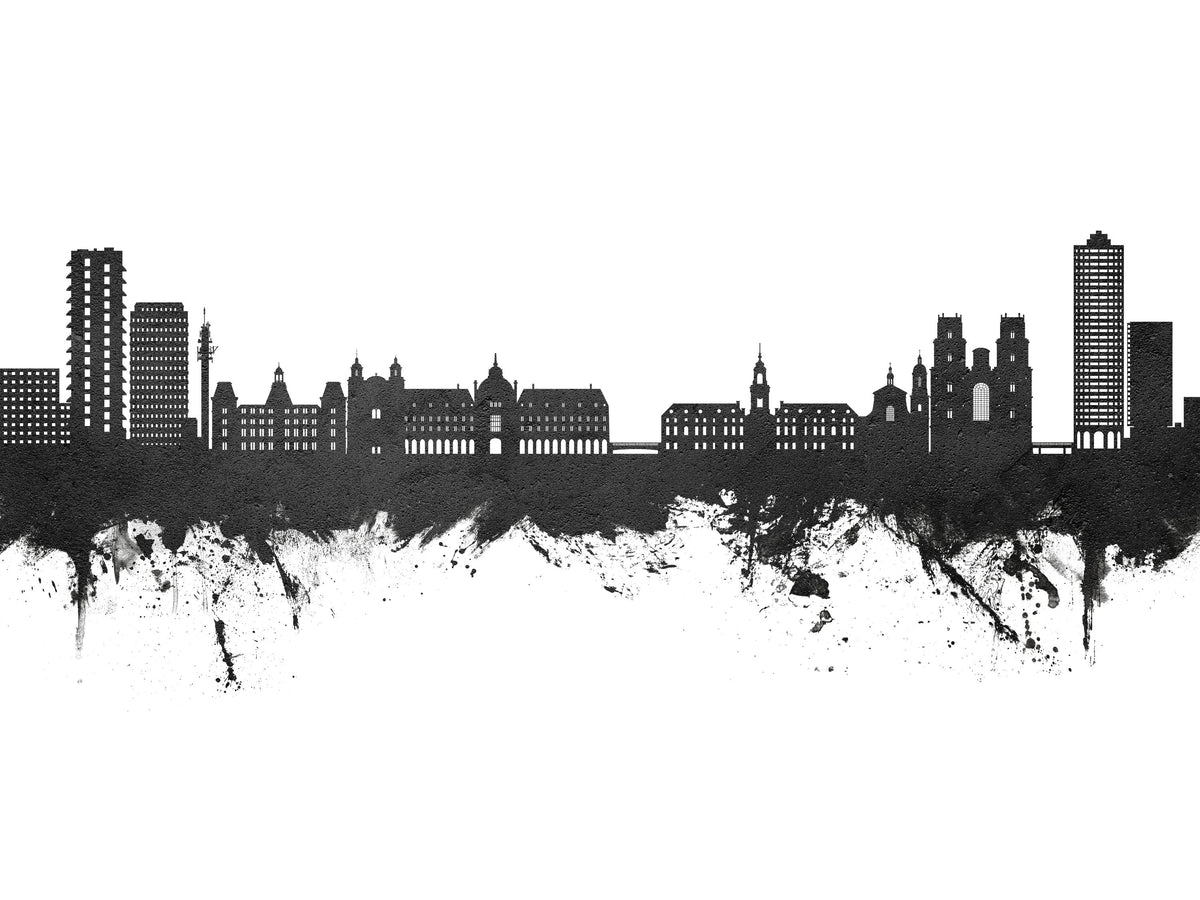 Rennes France Skyline Black & White Mural Wallpaper - pure wallpaper artwork