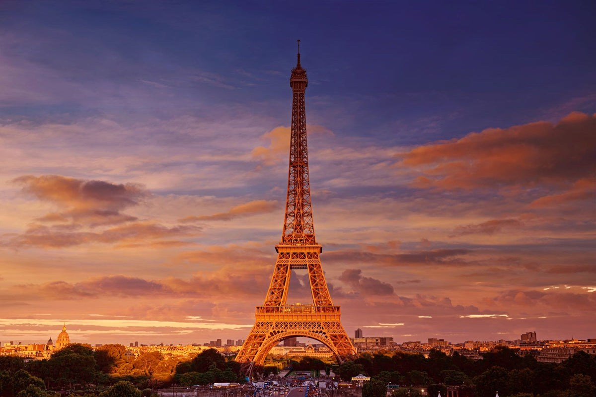 Eiffel Tower At Sunset Mural Wallpaper - pure wallpaper artwork