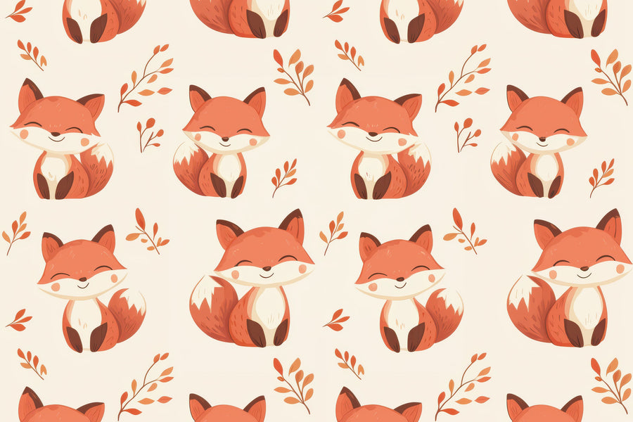 Smiling Foxes Mural Wallpaper