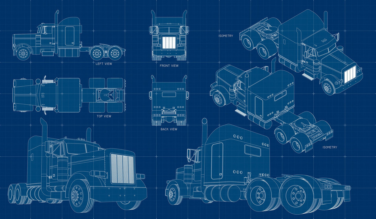 Truck Blueprint Mural Wallpaper - pure wallpaper artwork