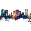 Norfolk Virginia Skyline Blue & Bronze Mural Wallpaper - pure wallpaper artwork