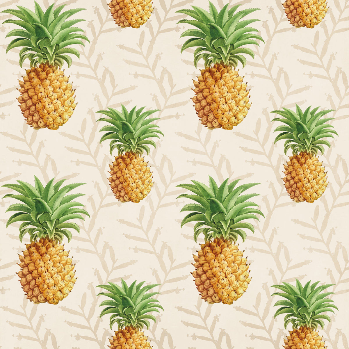 Pineapple Paradise White Mural Wallpaper - pure wallpaper artwork