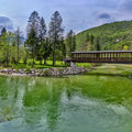 Mountain Bridge Serenity Mural Wallpaper - pure wallpaper artwork