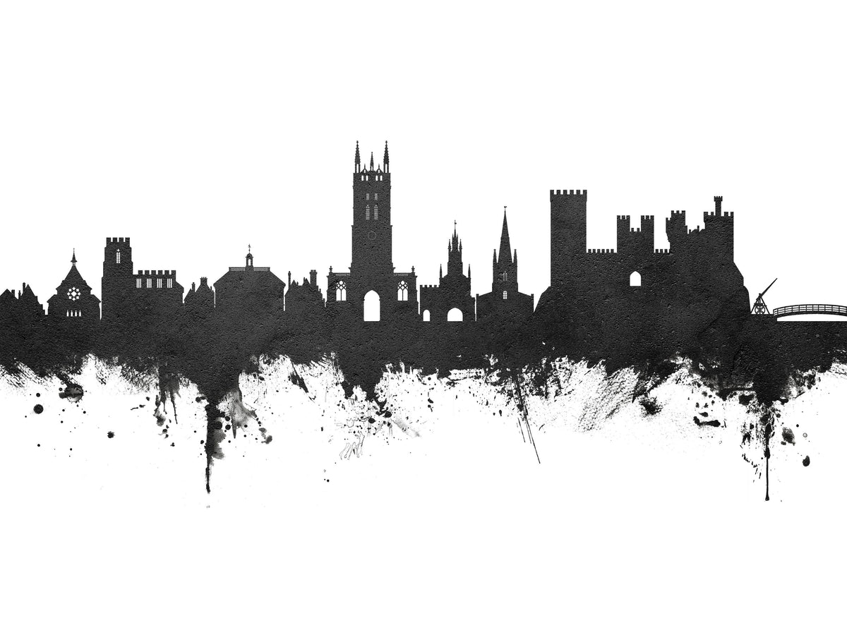 Warwick England Skyline Black & White Mural Wallpaper - pure wallpaper artwork