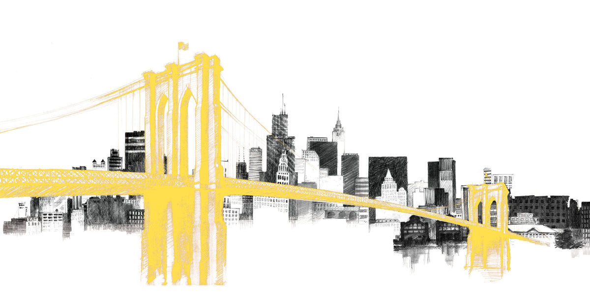 Skyline Crossing Yellow Mural Wallpaper - pure wallpaper artwork
