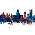 Leipzig Germany Skyline Blue & Bronze Mural Wallpaper - pure wallpaper artwork