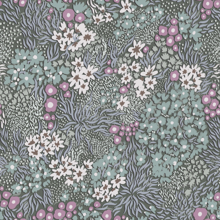 Floral Sparklers, Sage Mural Wallpaper
