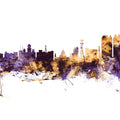 Kolkata (Calcutta) India Skyline Purple & Gold Mural Wallpaper - pure wallpaper artwork