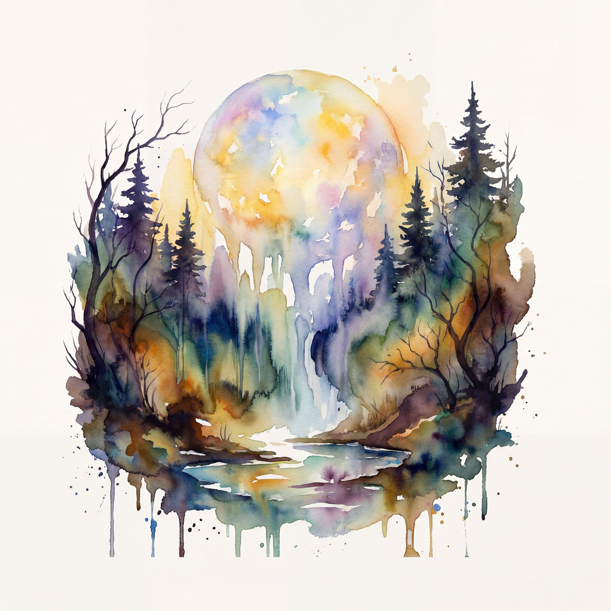Forest Grove - Watercolor Landscape Series Mural Wallpaper - pure wallpaper artwork