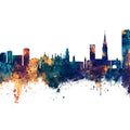 Leicester England Skyline Blue & Bronze Mural Wallpaper - pure wallpaper artwork