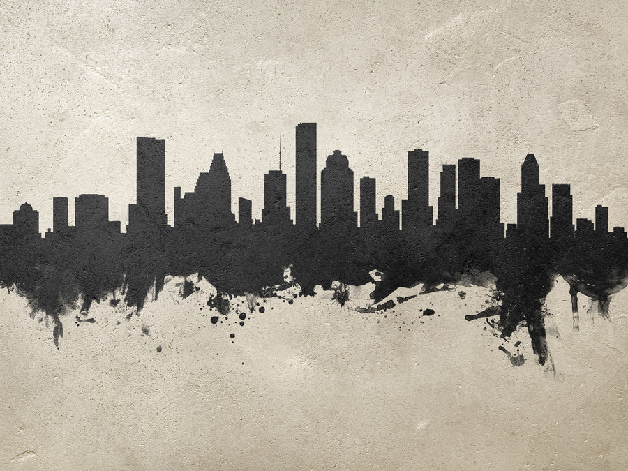 Houston Skyline Concrete Mural Wallpaper
