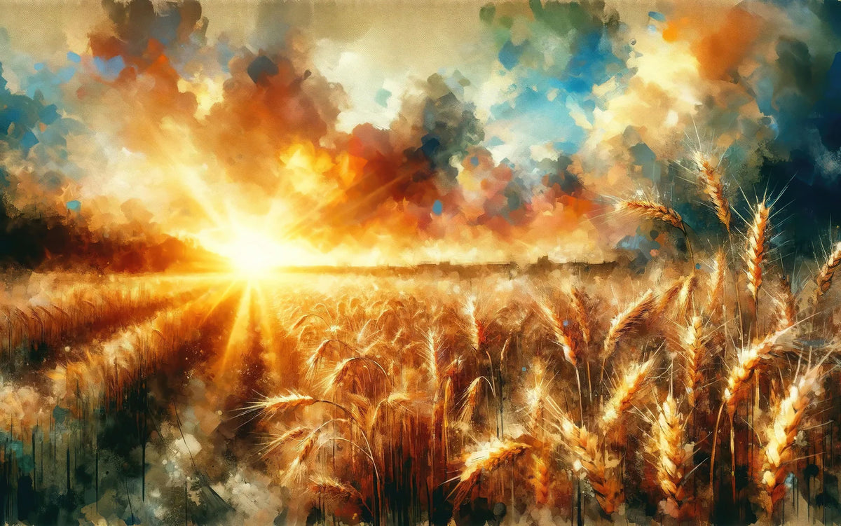 Wheat Field At Sunset with Warm Hues Mural Wallpaper - pure wallpaper artwork