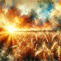 Wheat Field At Sunset with Warm Hues Mural Wallpaper - pure wallpaper artwork