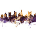 Columbus Ohio Skyline Purple & Gold Mural Wallpaper - pure wallpaper artwork