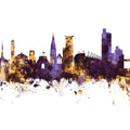 Southampton England Skyline Purple & Gold Mural Wallpaper - pure wallpaper artwork