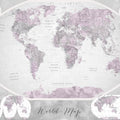 World Map Atlas Pink Mural Wallpaper - pure wallpaper artwork