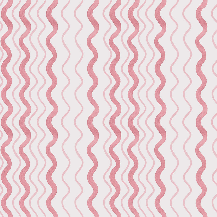 Wavy Stripes, Pink Mural Wallpaper