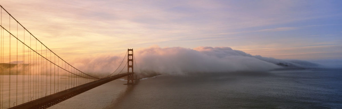 Misty Bridge Sunrise Mural Wallpaper - pure wallpaper artwork