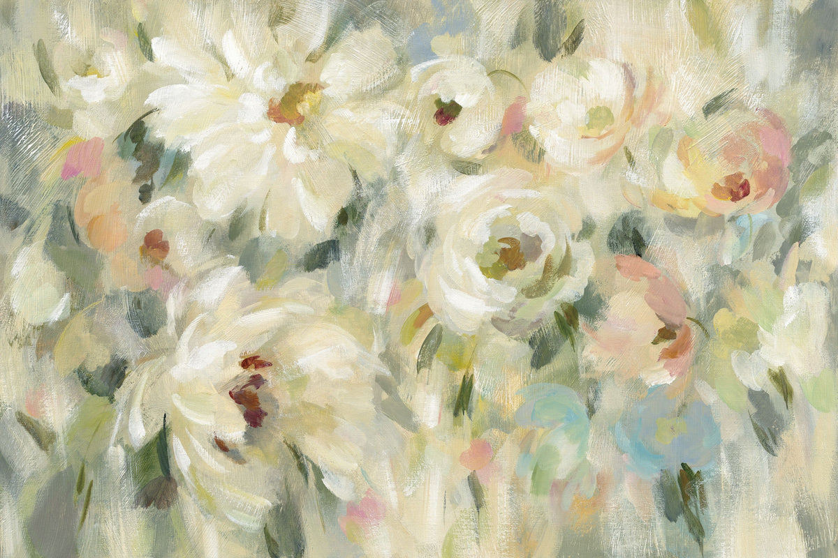 Expressive Pale Floral Mural Wallpaper - pure wallpaper artwork
