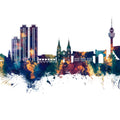 Daegu South Korea Skyline Blue & Bronze Mural Wallpaper - pure wallpaper artwork