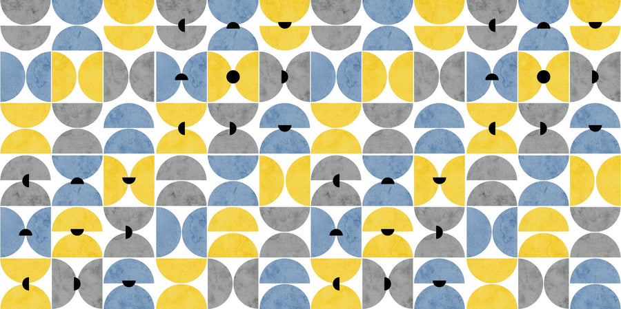 Homley Retro Shapes, Blue Mural Wallpaper