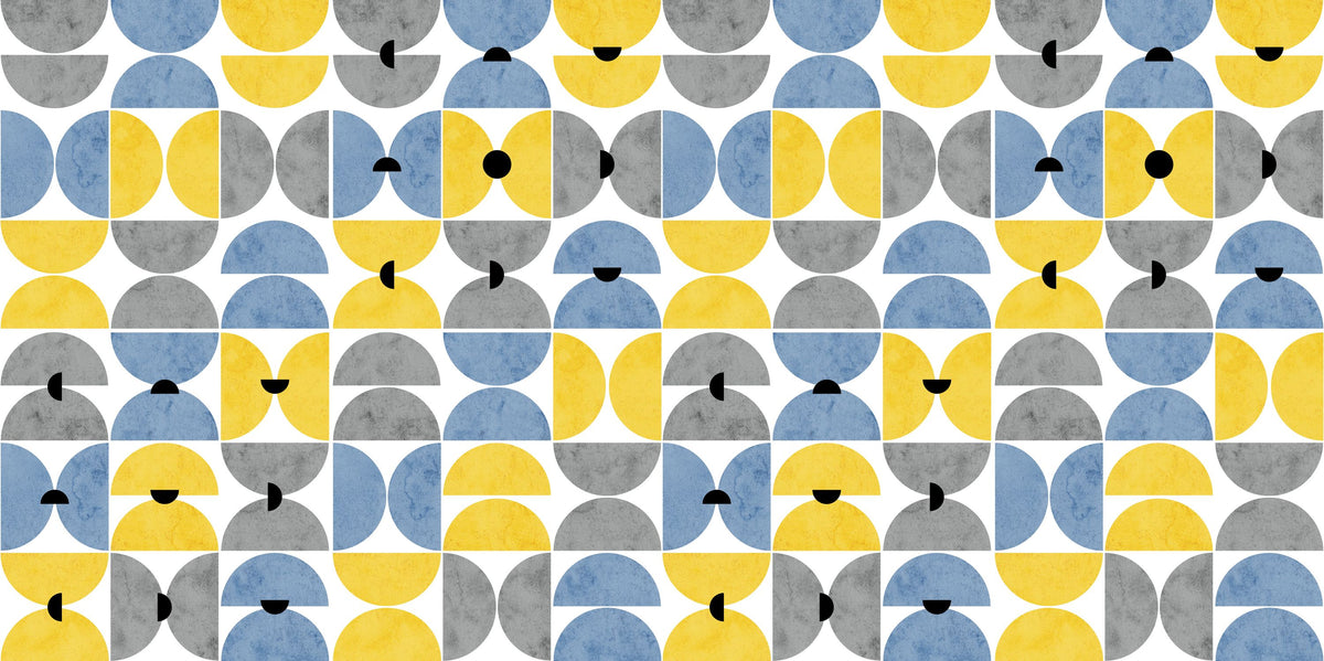 Homley Retro Shapes, Blue Mural Wallpaper - pure wallpaper artwork