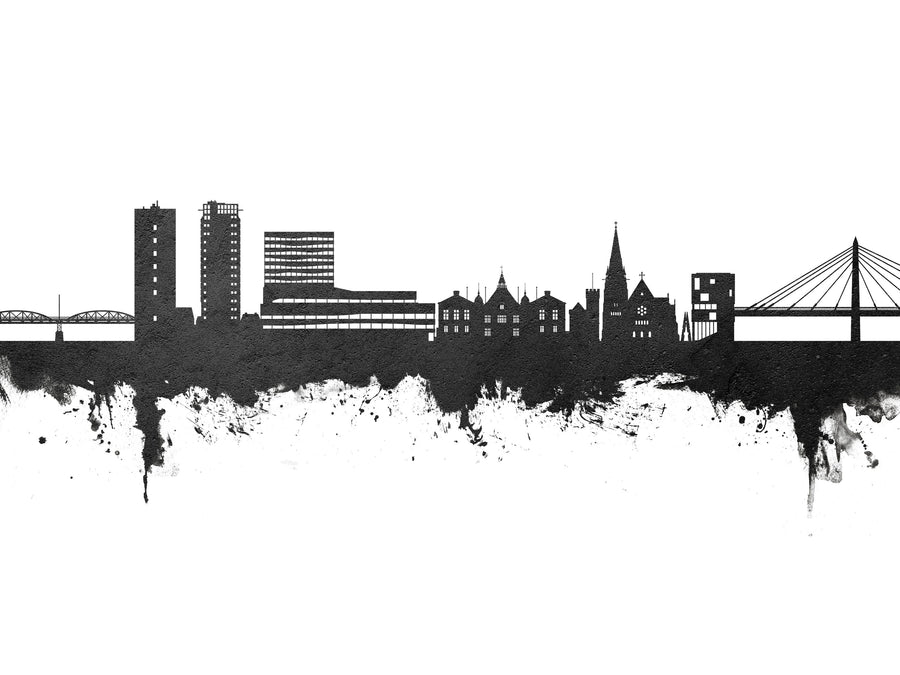 Umeå Skyline Black & White Mural Wallpaper
