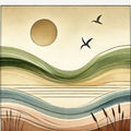 Serenity Sunset View in Art Deco Mural Wallpaper - pure wallpaper artwork