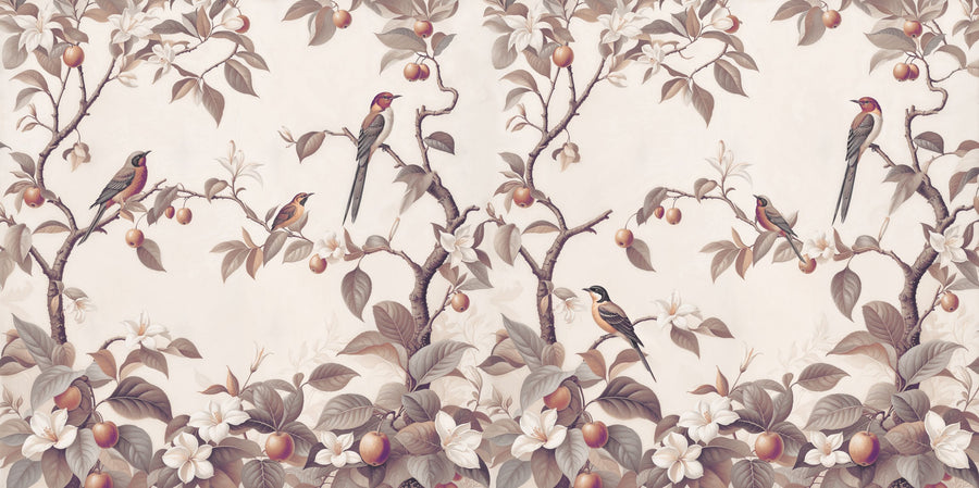 Bird Harmony, Amber Mural Wallpaper