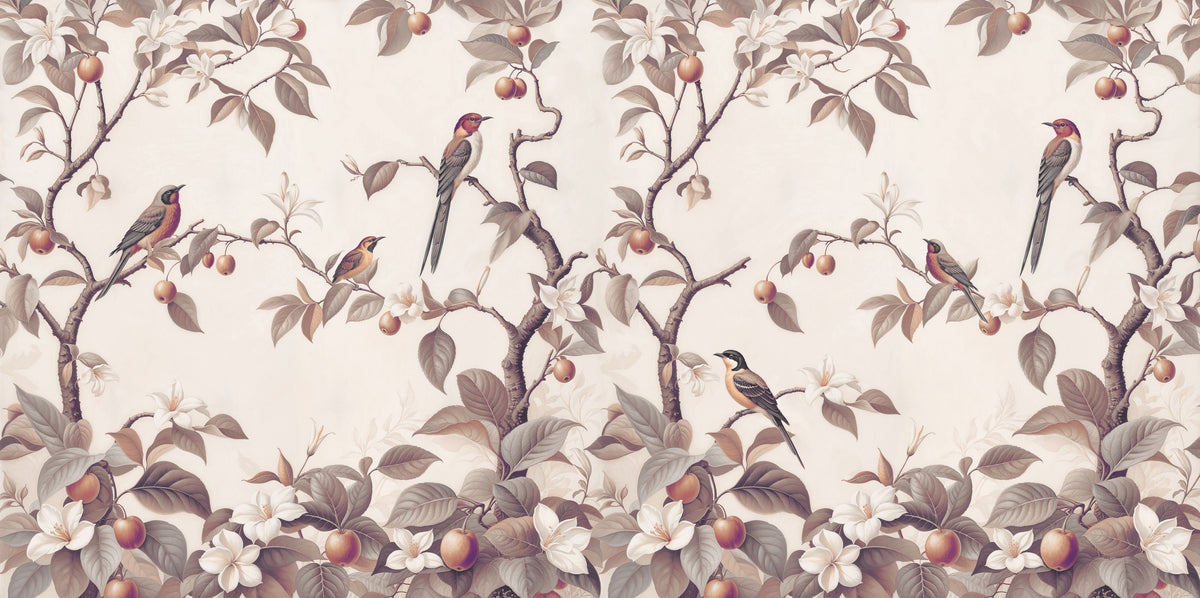 Bird Harmony, Amber Mural Wallpaper - pure wallpaper artwork
