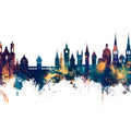 Lucerne Switzerland Luzern Skyline Blue & Bronze Mural Wallpaper - pure wallpaper artwork