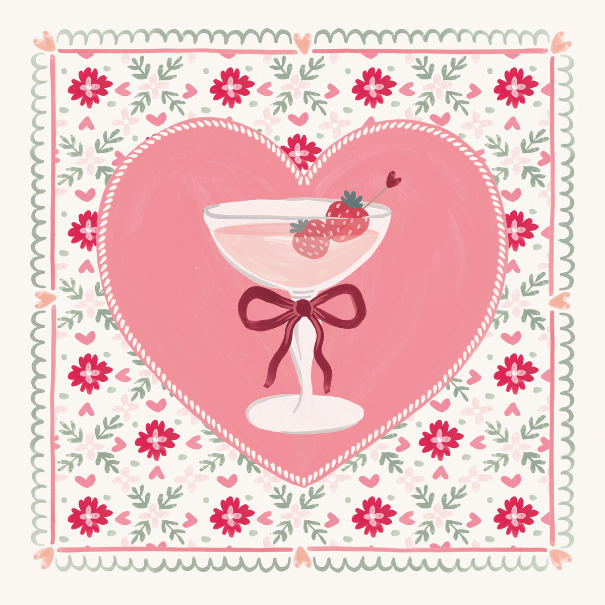 Blooming Hearts VI Cocktail Mural Wallpaper - pure wallpaper artwork