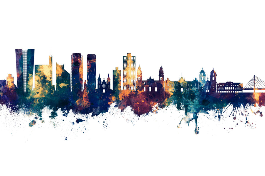 Lima Peru Skyline Blue & Bronze Mural Wallpaper