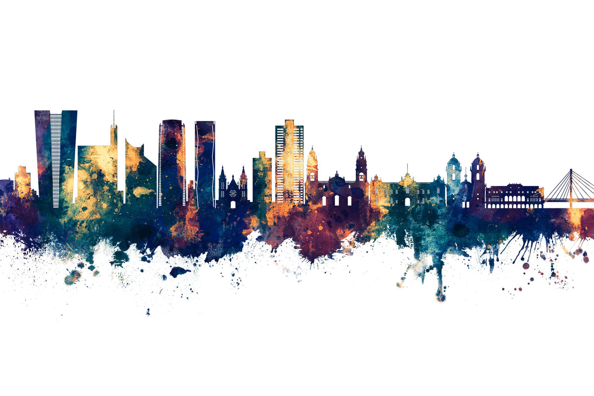 Lima Peru Skyline Blue & Bronze Mural Wallpaper - pure wallpaper artwork