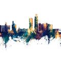 Omaha Nebraska Skyline Blue & Bronze Mural Wallpaper - pure wallpaper artwork
