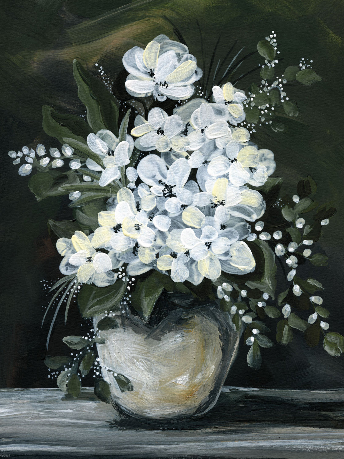 White Flowers in Vase Mural Wallpaper - pure wallpaper artwork