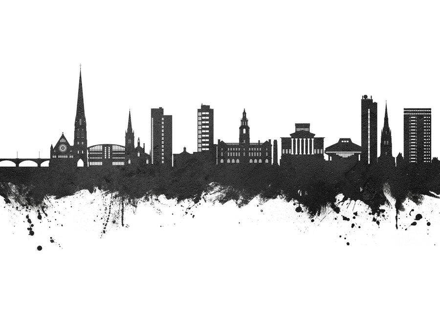Preston England Skyline Black & White Mural Wallpaper