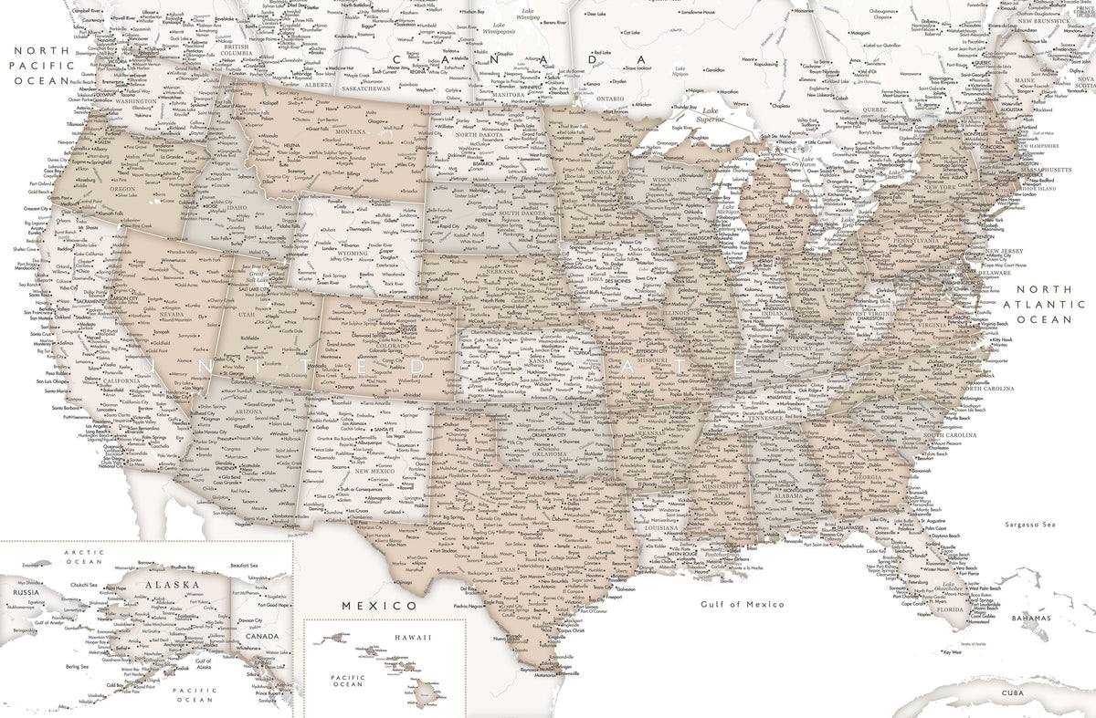 US Map Detailed - Loui Mural Wallpaper - pure wallpaper artwork