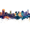 Poughkeepsie New York Skyline Blue & Bronze Mural Wallpaper - pure wallpaper artwork