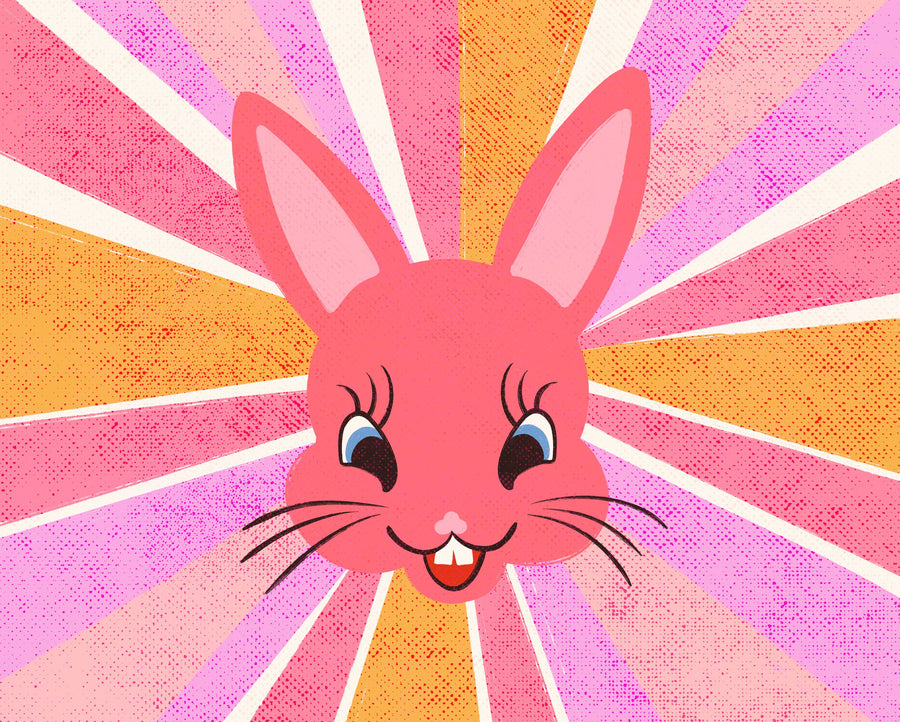 Retro Rabbit Mural Wallpaper