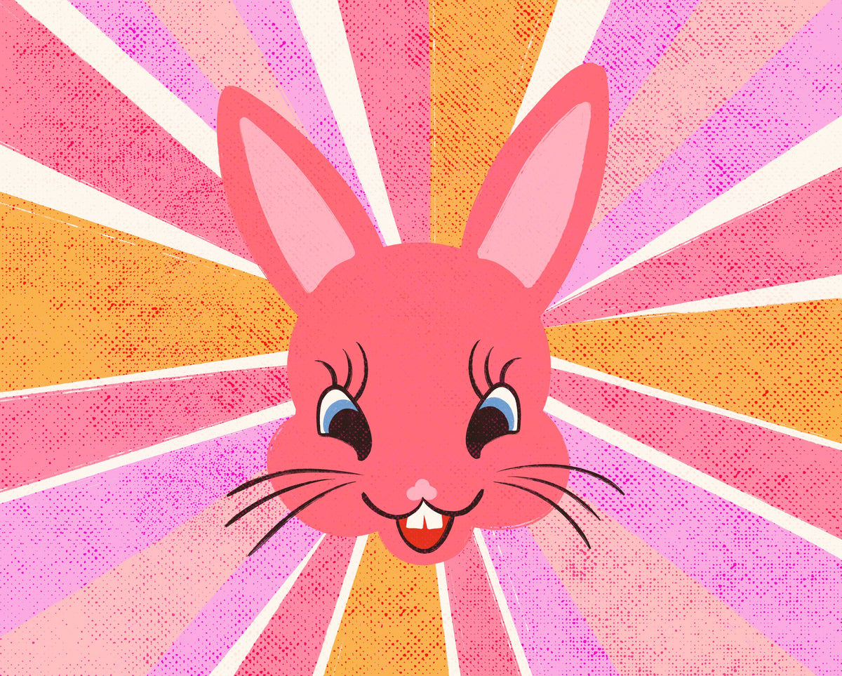 Retro Rabbit Mural Wallpaper - pure wallpaper artwork