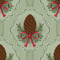 Pine Cone & Ornate Rackets, Mint Mural Wallpaper - pure wallpaper artwork