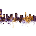 Jersey City New York Skyline Purple & Gold Mural Wallpaper - pure wallpaper artwork