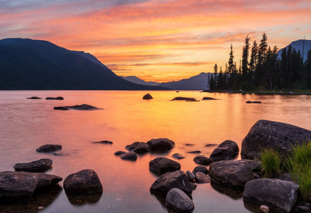 Cascade Mountains Sunset Mural Wallpaper - pure wallpaper artwork