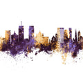 Syracuse New York Skyline Purple & Gold Mural Wallpaper - pure wallpaper artwork