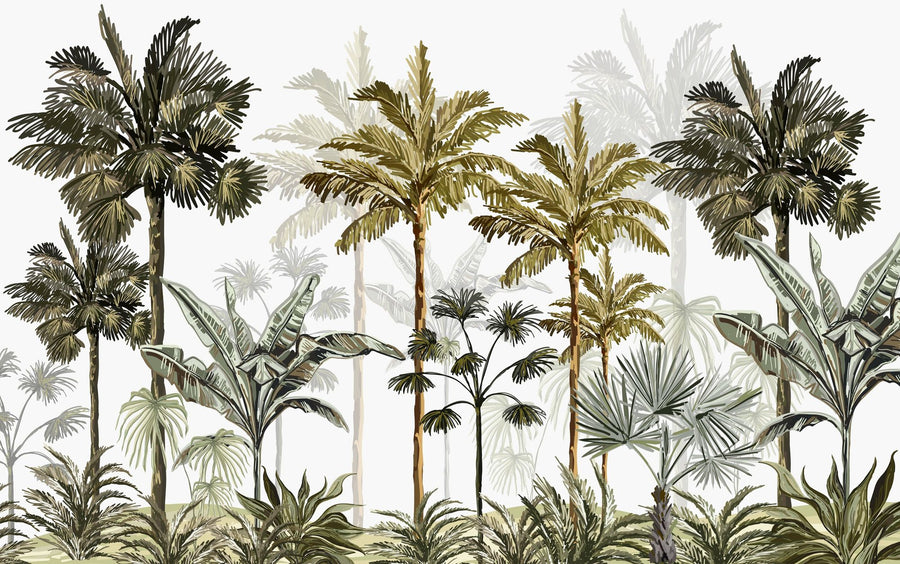 Palm Leaf Wallpaper Mural – Tropical Wall Mural – Playful Palms printable artwork