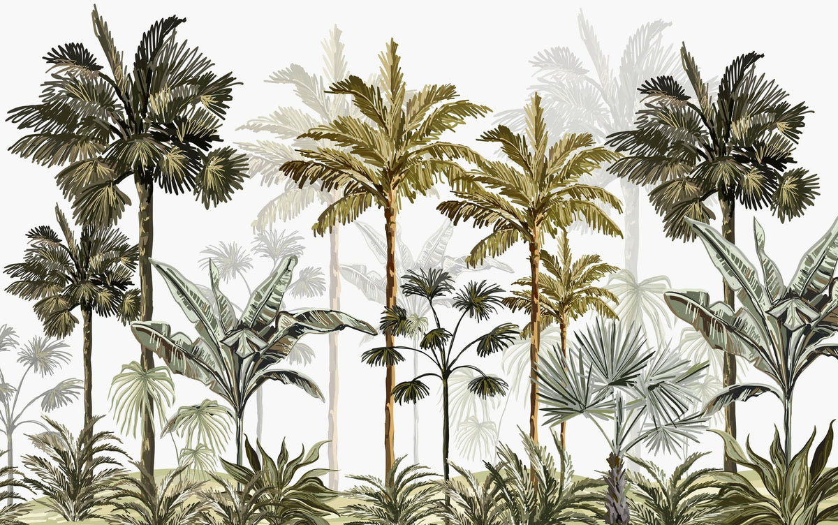 Playful Palms Mural Wallpaper - pure wallpaper artwork