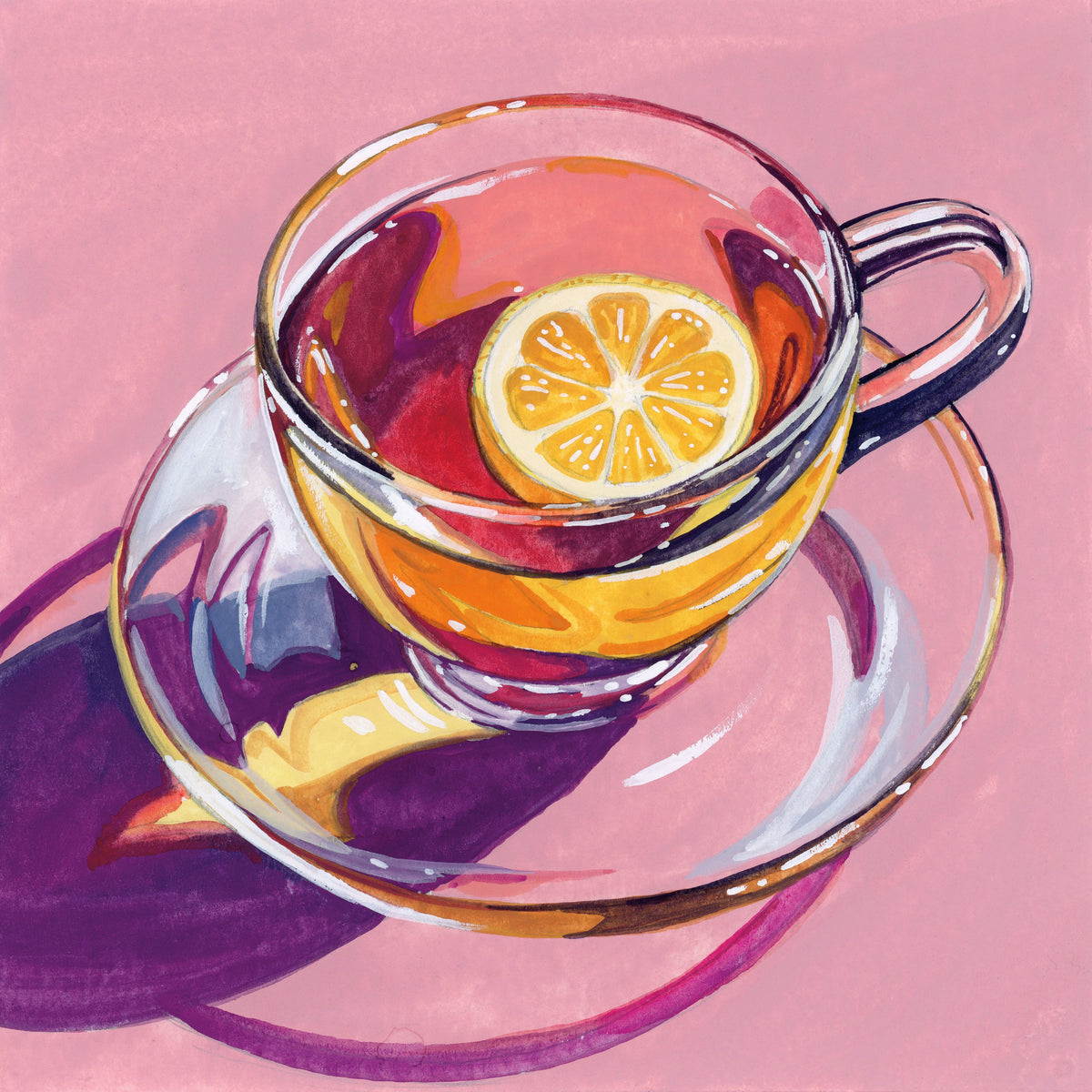 Clear Cup of Tea with Lemon Mural Wallpaper - pure wallpaper artwork